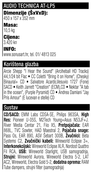 Audio Technica AT LP5 hifimedia 98 tablica
